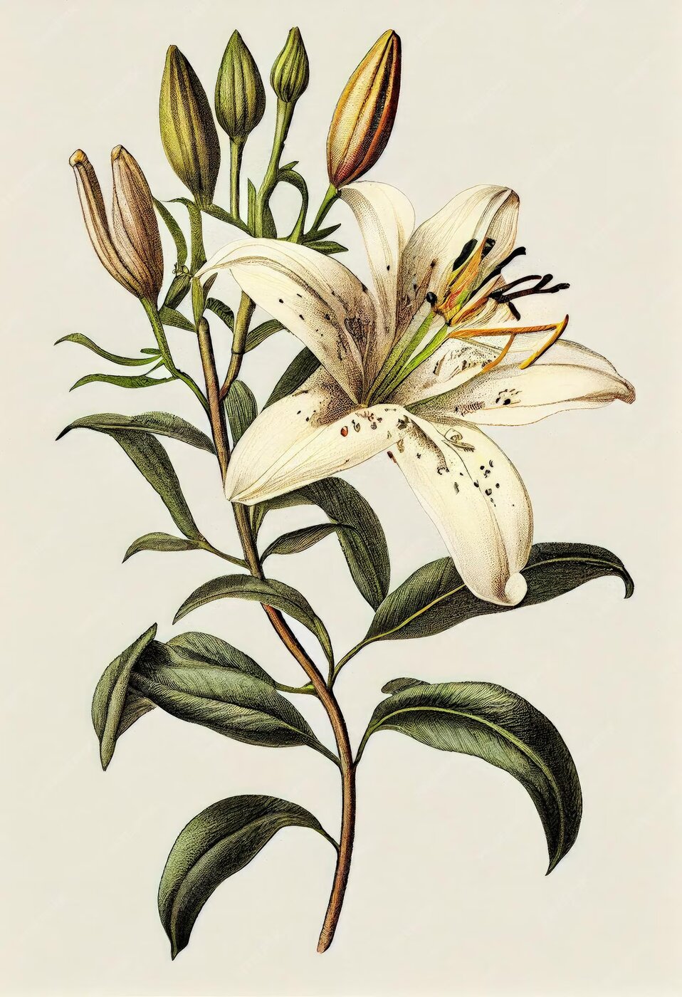 Planche botanique : lys (Lilium)