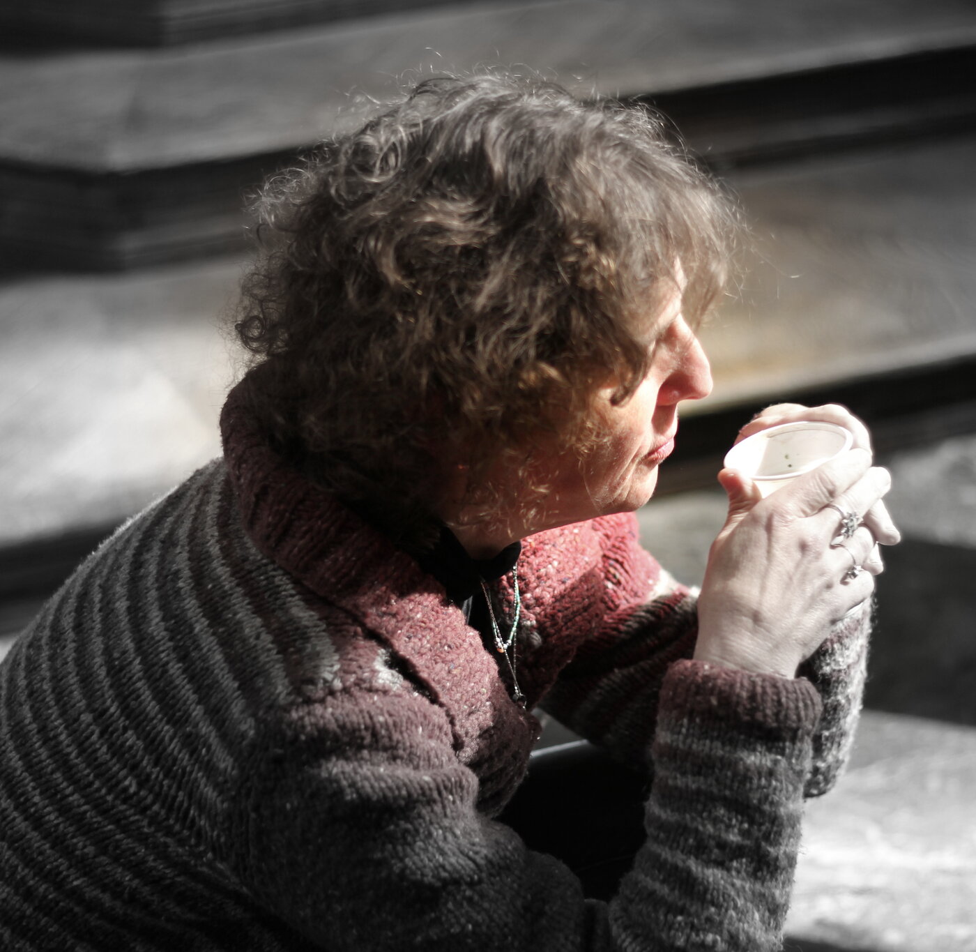 Catherine Daron, un moment de pause pendant les sessions d'enregistrement